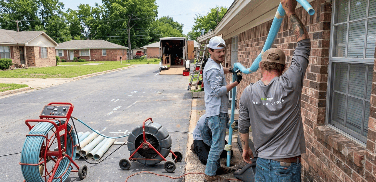CIPP relining plumber working on a Highland Village Lewisville home near Lewisville Lake