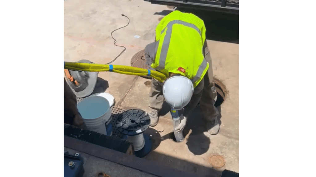 Sewer pipe relining working